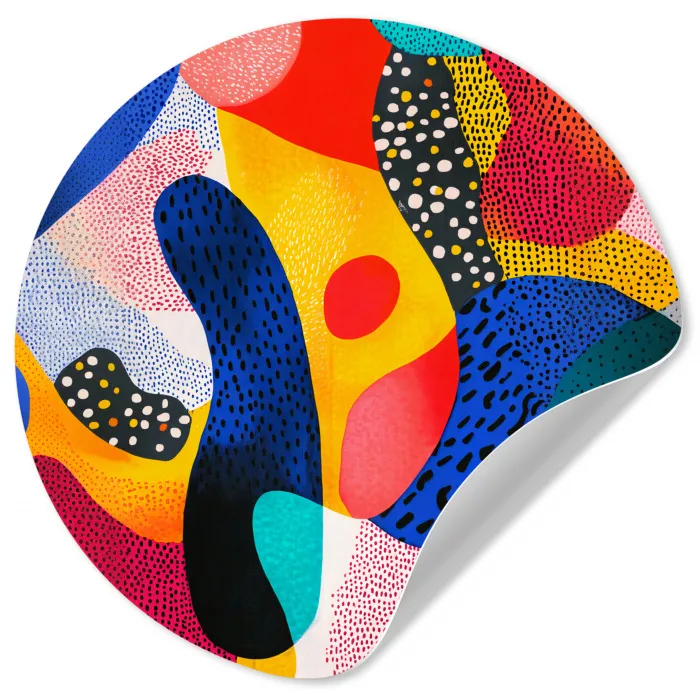 Vormen - Abstract - Stippels - Blauw Wandcirkel behangsticker klein -3d