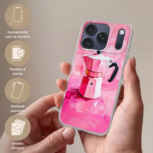 Roze - Verf - Coffee Telefoonhoesje iPhone 17 Pro klein -sfeer3_NL