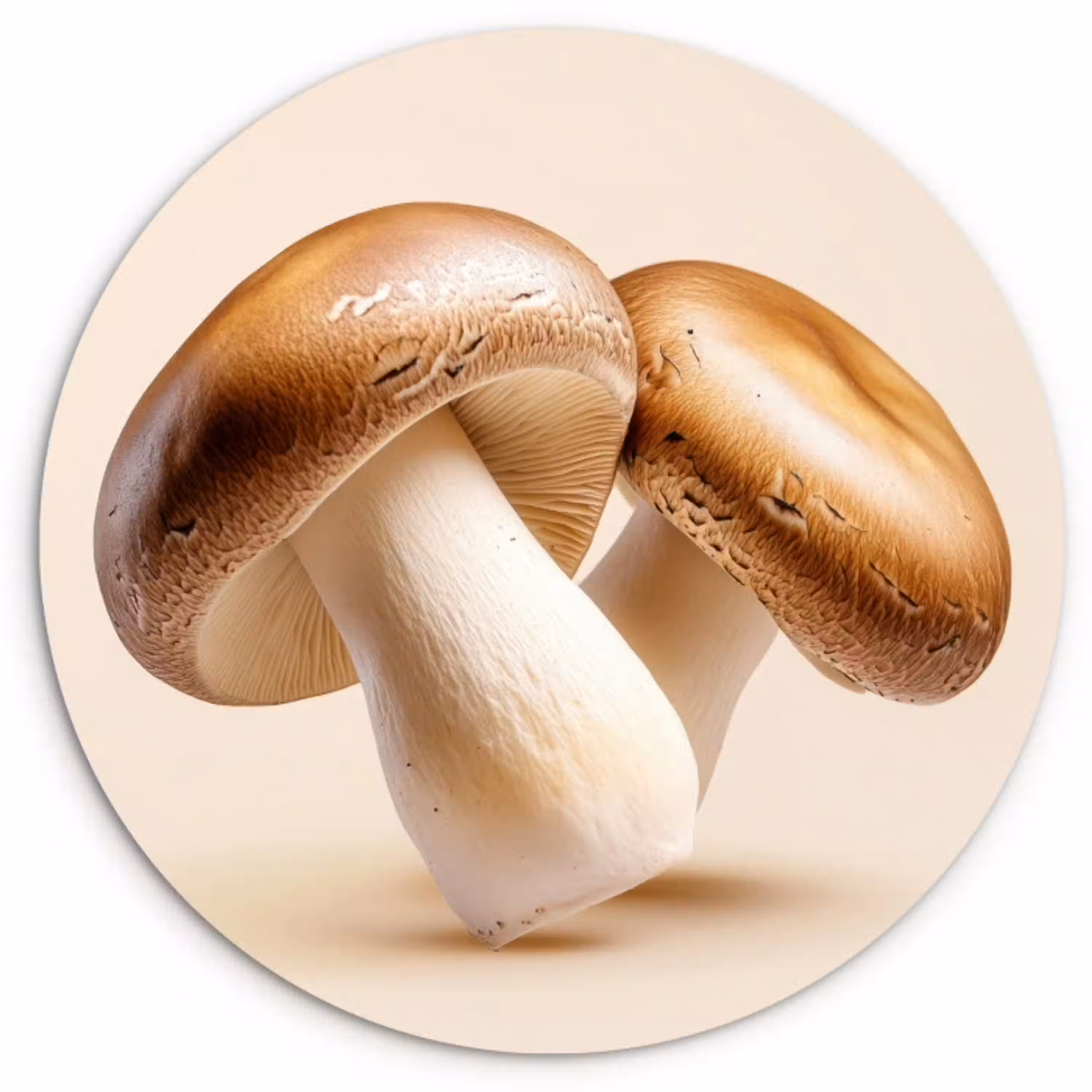 Champignons - Zacht - Beige Wandcirkel kunststof plaat 5mm dik klein -3d