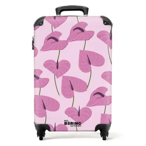 Summer memories - Roze anthurium patroon NBS - Handbagage koffer - Kinderen Unisex middel -productfoto_recht