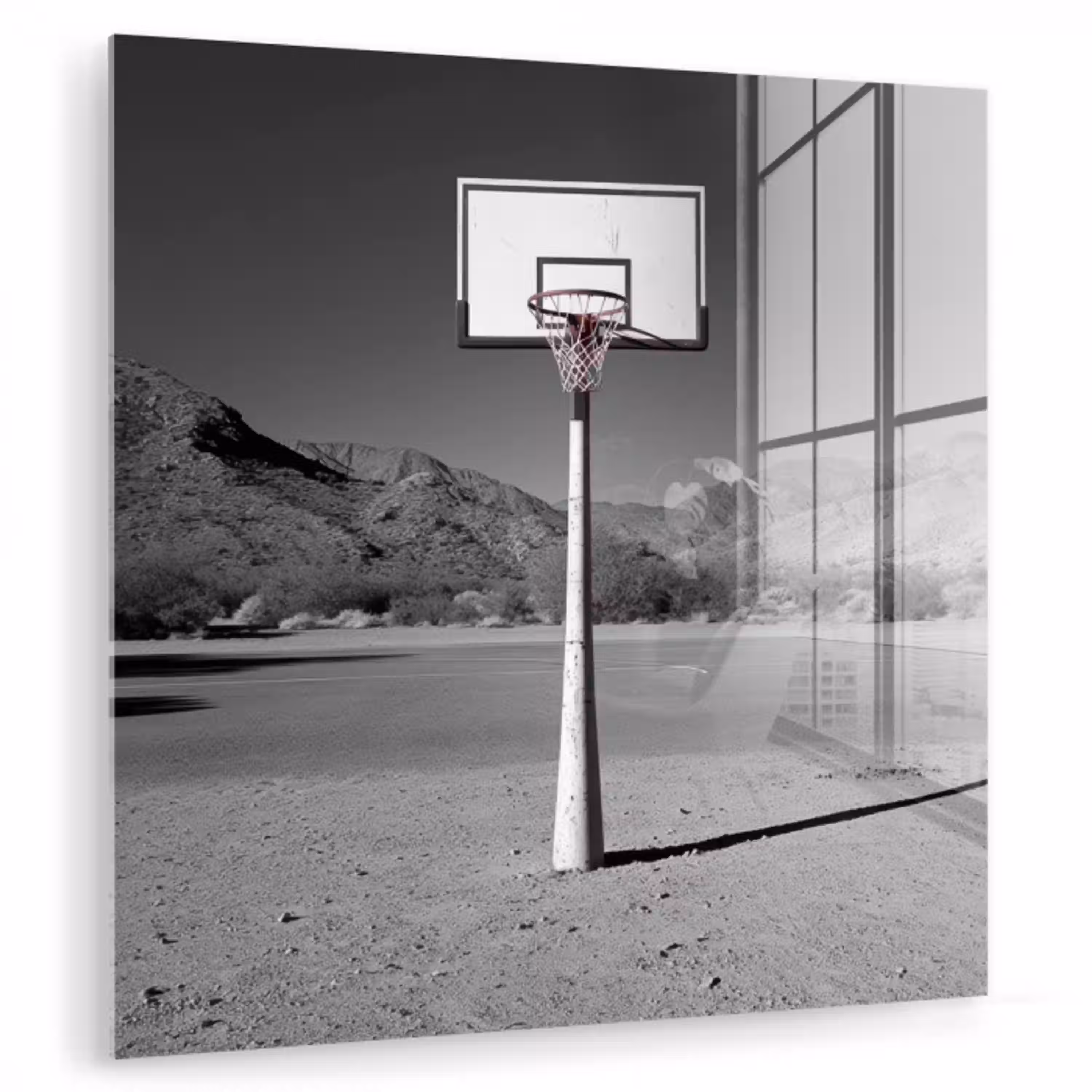 Basketbalpaal - Landschap - Zand - Wit plexiglas 5mm klein -zzzproduct_nieuw