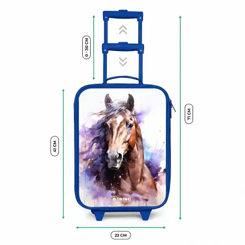 Aquarel paard met kleurrijke spatten Kinderkoffer - Blauw klein -productfoto_formaten