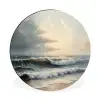 Strand - Zee - Zonsondergang Wandcirkel aluminium klein -3d