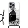 Vrouwen - Zonnehoed - Strand - Zwart - Wit Hoesje iPhone 16 Pro Max met koord klein -3d