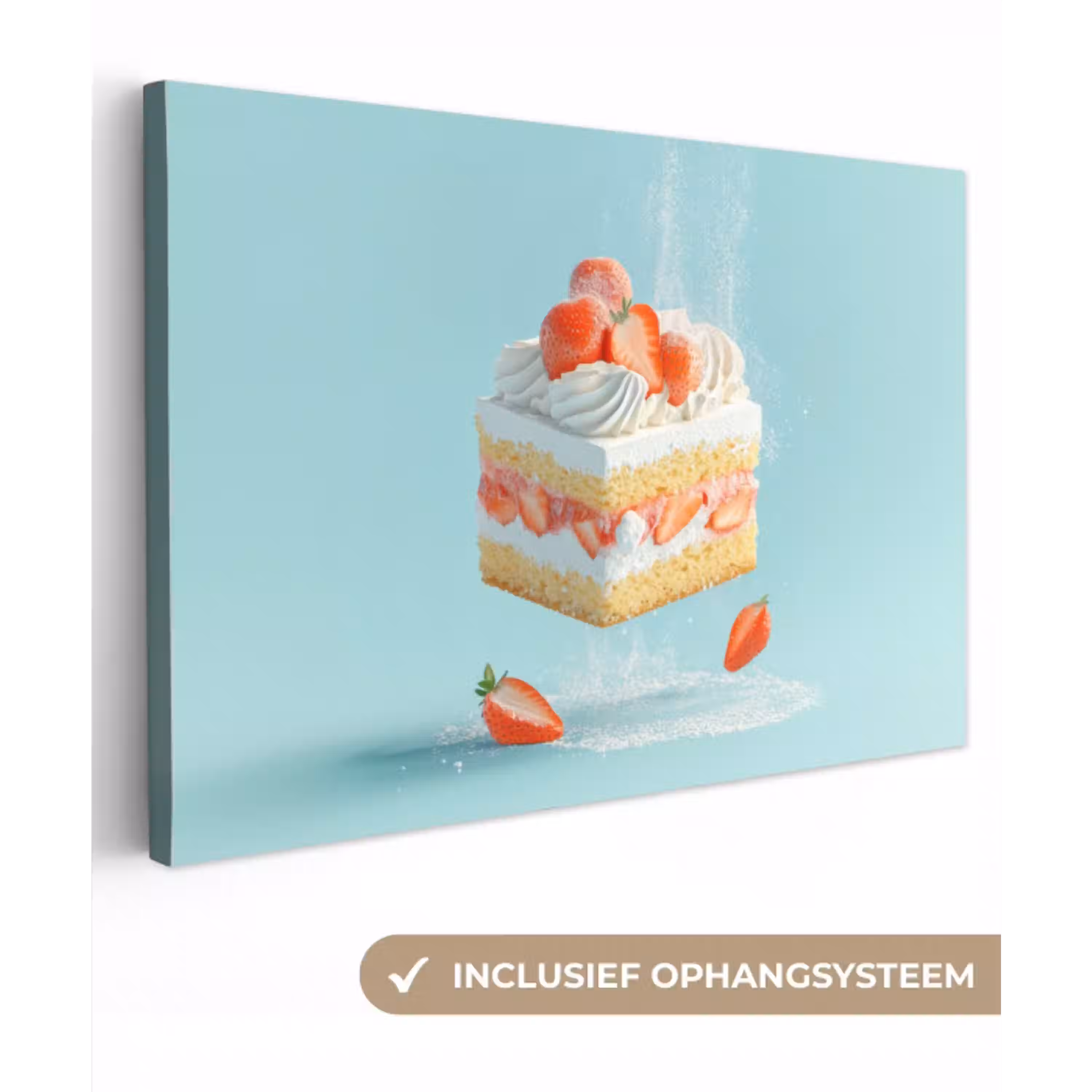 Slagroom - Taart - Blauw - Eten canvas 2cm klein -3d