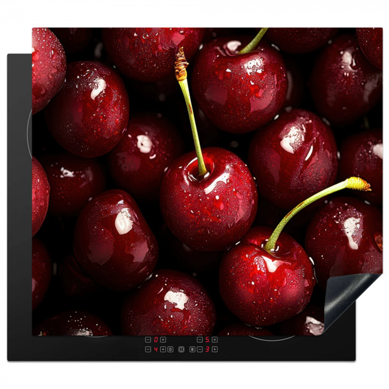 Rood - Fruit - Kersen Inductie beschermer vinyl 3mm middel -3d