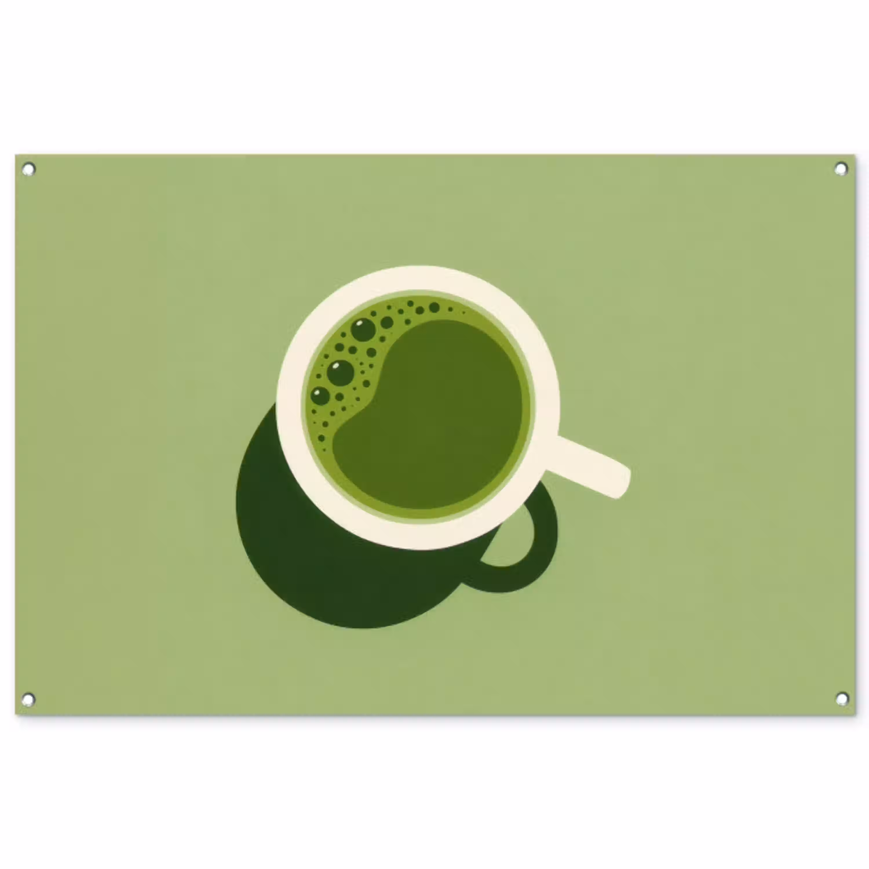 Minimalistisch - Kopjes - Matcha -Groen tuinposter los doek groot -3d