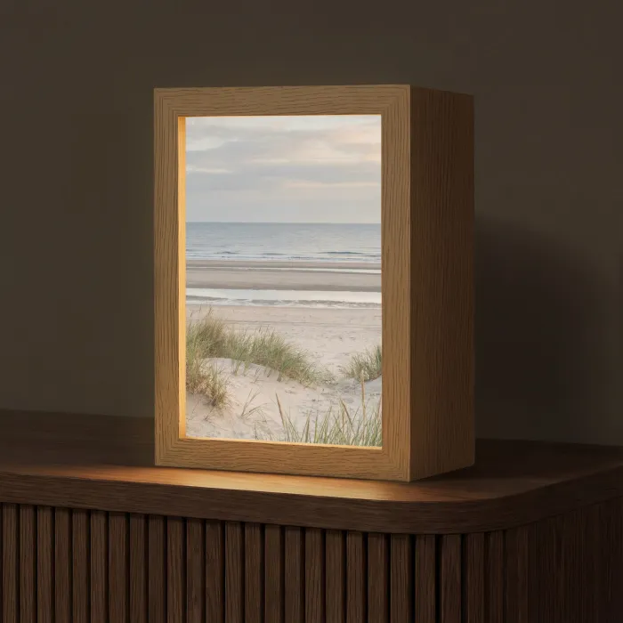 Zandstrand - Bewolkt - Duinen Light Box met kabel (Tafellamp) klein -z3d_website