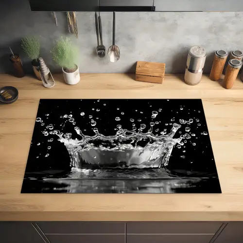 Water - Zwart - Abstract Inductie beschermer vinyl 3mm klein -sfeer5