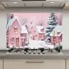 Kerstdorp - Roze - Winter - Sneeuw - Huizen keuken achterwand spatscherm klein -3d_website