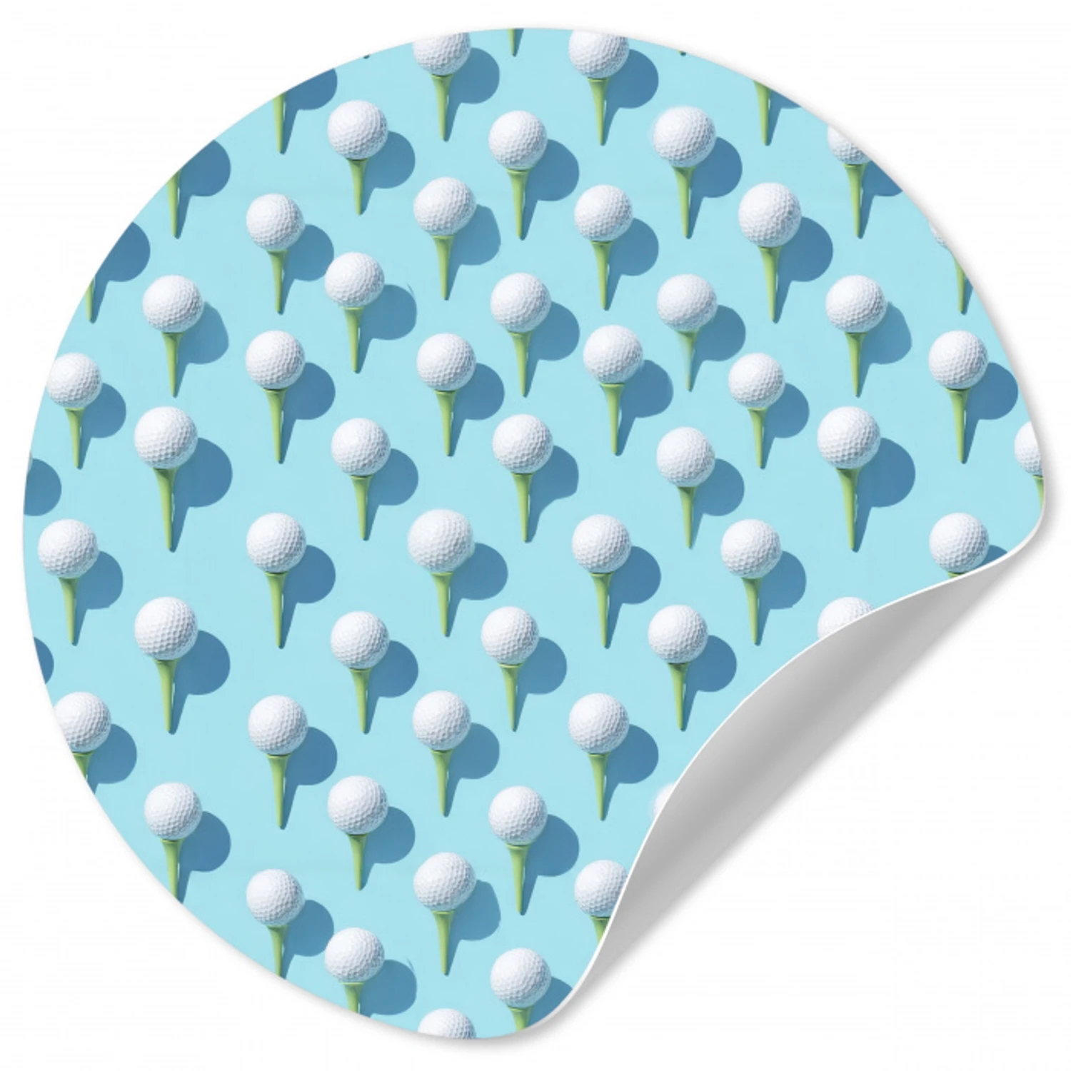 Golf - Ballen - Blauw Wandcirkel behangsticker klein 186 -3d