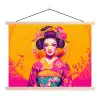 Bloemen - Vrouw - Kimono - Roze textielposter latten blank klein -3d