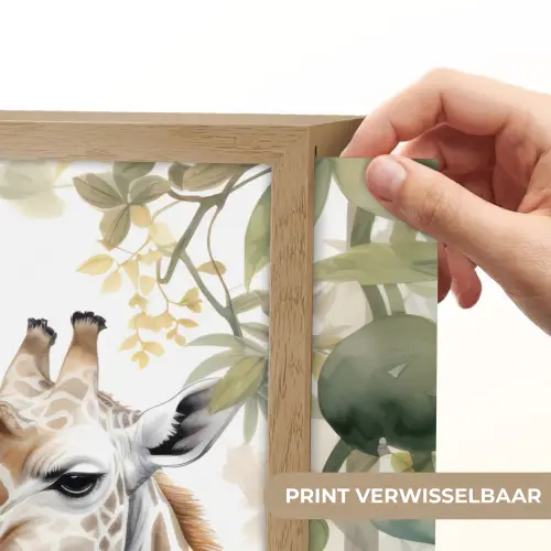 Dieren - Giraffe - Bladeren - Kinderen Light Box met batterij (Wandlamp kind) middel -USP_websiteprintNL