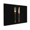 Bestek - Goud - Mes - Vork Tuinposter op houten frame 2 cm dik klein -3d