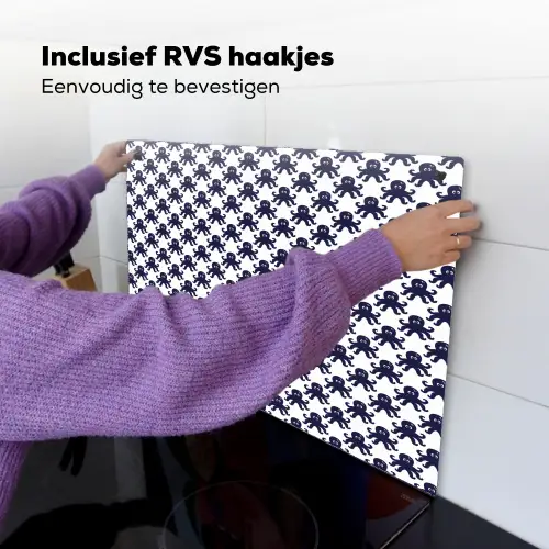 Oceaan - Octo - Blauw - Wit Inductie beschemer met haakjes klein 777 -ky-ophangen-nl