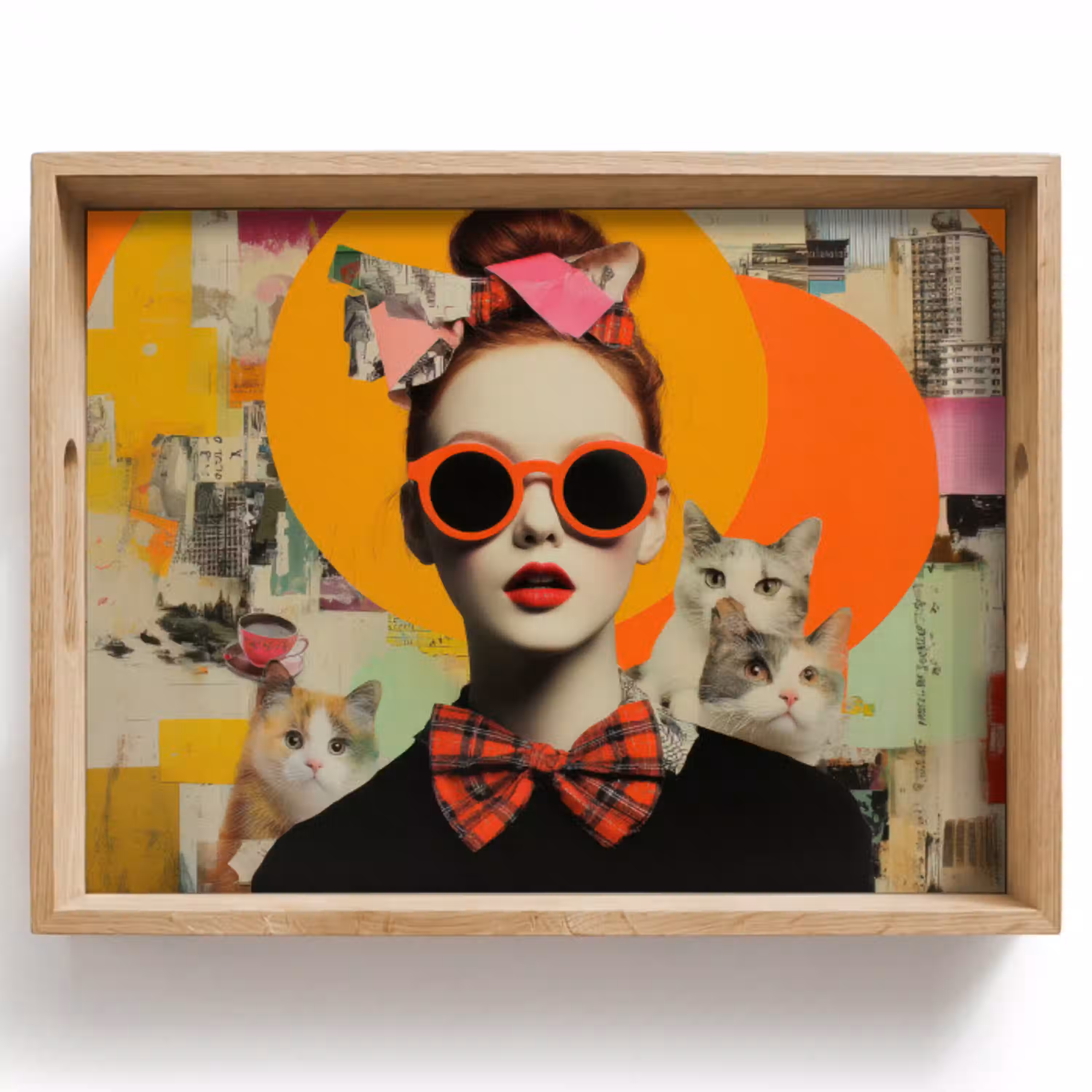 Vrouw - Bril - Strik - Retro Dienblad Rechthoek middel -z3d_shopping