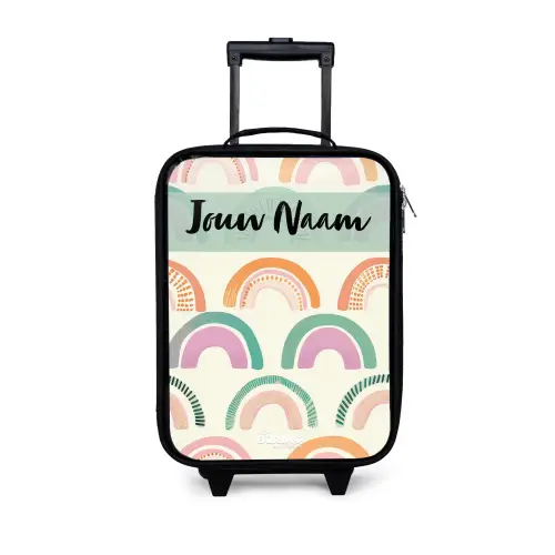 Regenboog - Pastel - Patroon Kinderkoffer - Zwart klein -3d