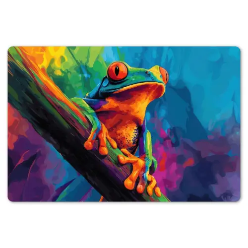 Kikker - Felgekleurd - Tak - Regenboog Placemat vinyl groot -zzsfeer1_Kitchenyeah-website