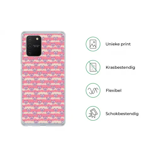 Golven - Patroon - Hartjes - Retro Telefoonhoesje Samsung Galaxy S10 Lite klein 364 -specsS10Lite