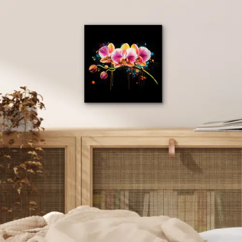 Orchidee - Graffiti - Kleurrijk - Bloemen - Abstract aluminium wit klein -sfeer3