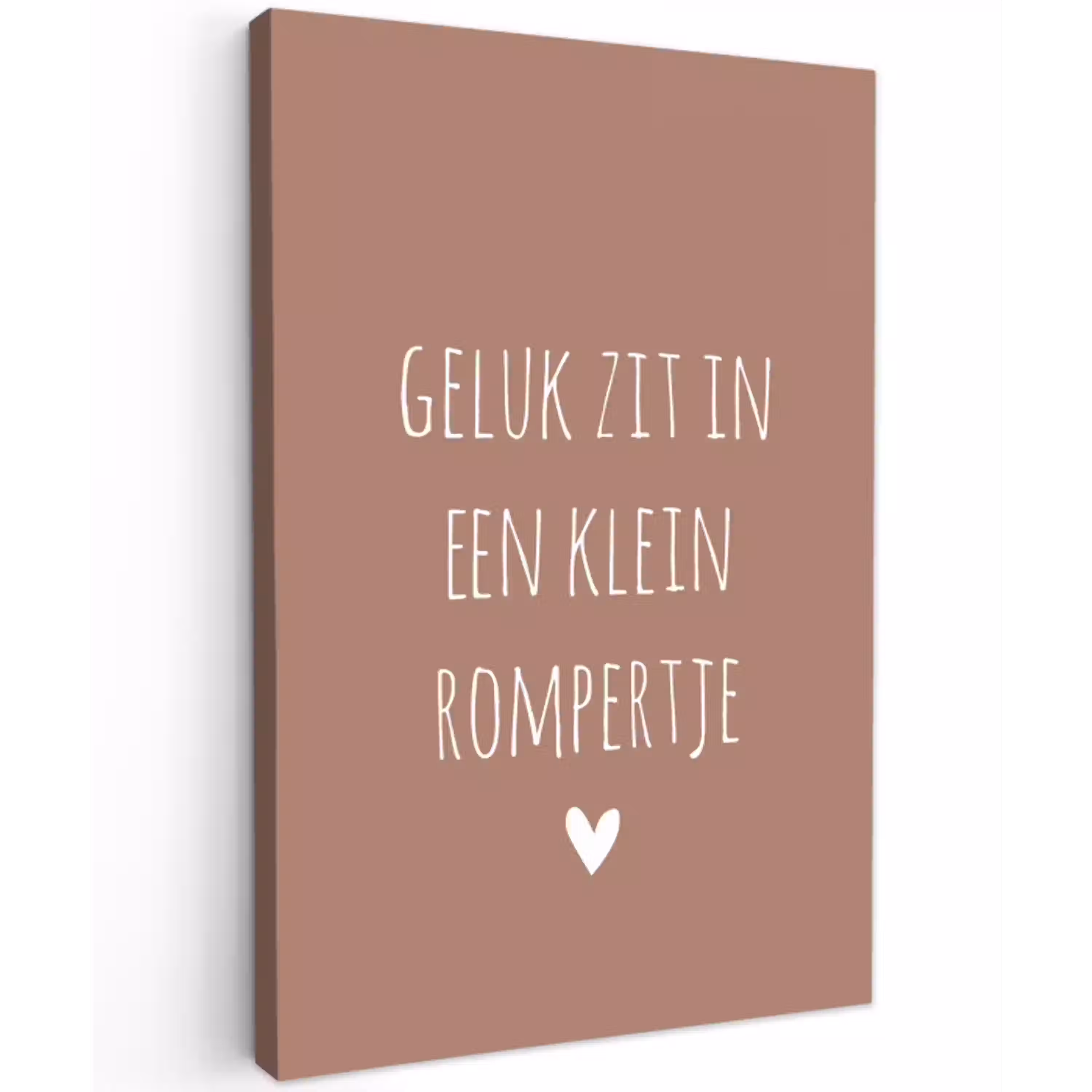 Quotes - Geluk zit in een klein rompertje - Spreuken Tuinposter op houten frame 2 cm dik klein -3d