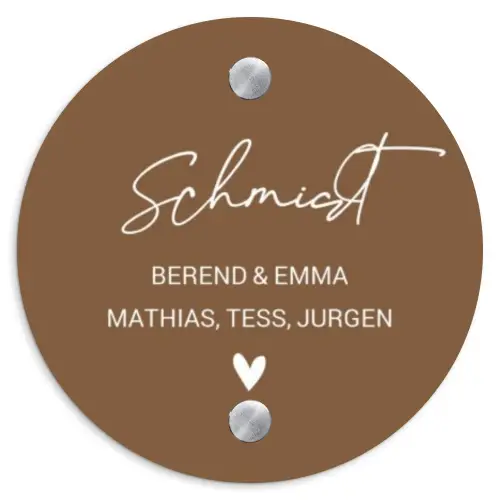 Bruin - Sierlijk Naambord Rond klein -3d