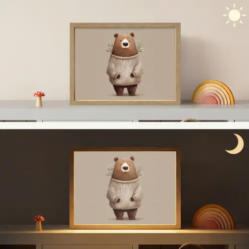 Beer - Witte bloemen - Knus Light Box met batterij (Wandlamp kind) middel -sfeer3_kind