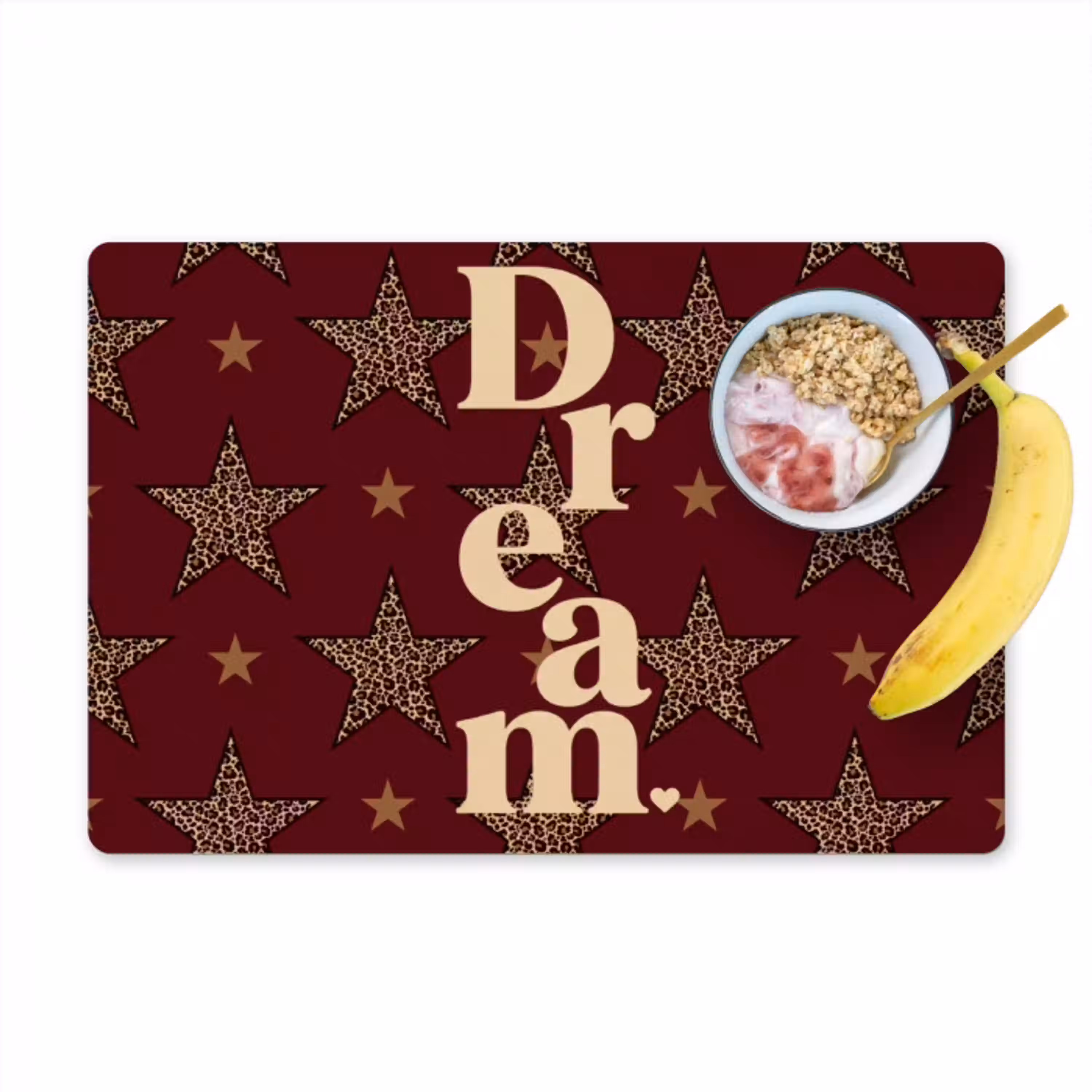 Sterren - Luipaardprint - Dream - Bordeaux Placemat vinyl groot -zzzproduct_Kitchenyeah-website