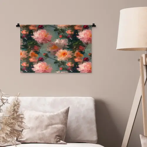 Dahlia - Bloemen - Patroon Wandkleed katoen klein 269 -sfeer4