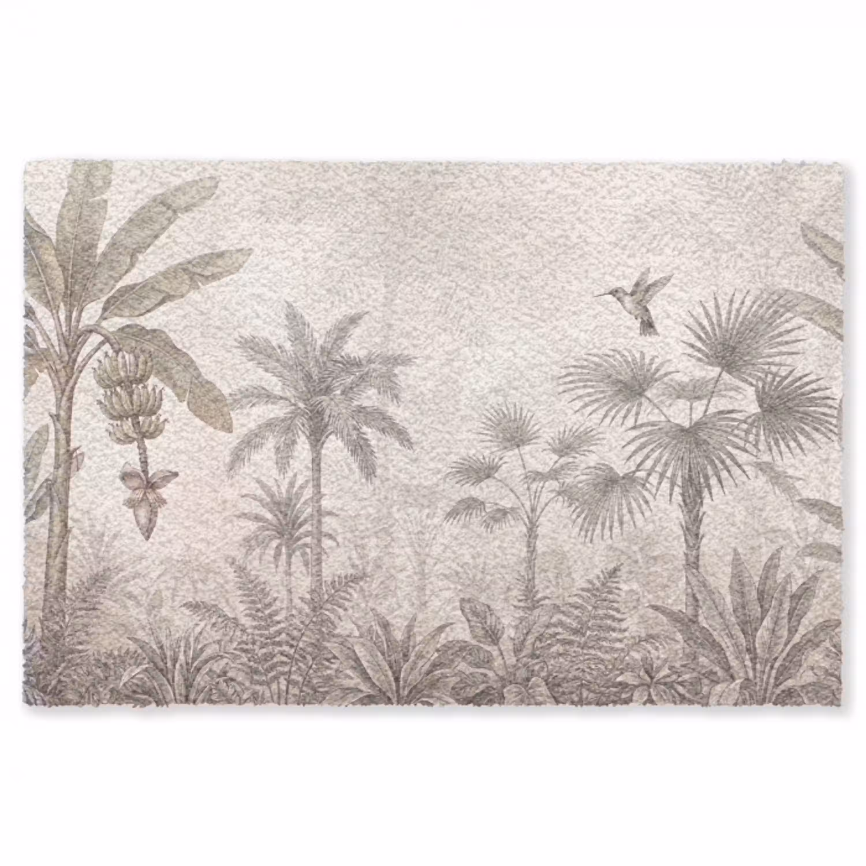Jungle - Banenboom - Kolibrie - Beige Vloerkleed Rechthoek klein -3d