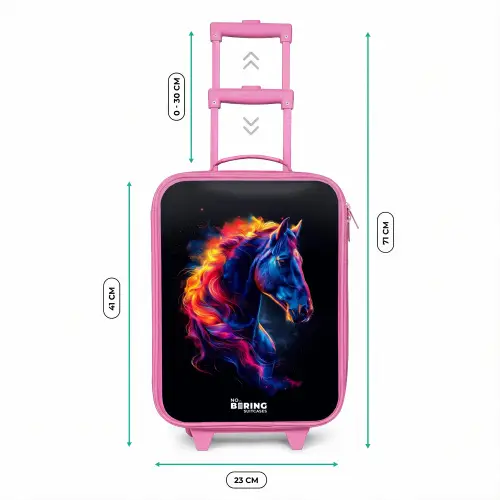 Zijaanzicht van een paard met vurige manen Kinderkoffer - Roze klein -productfoto_formaten