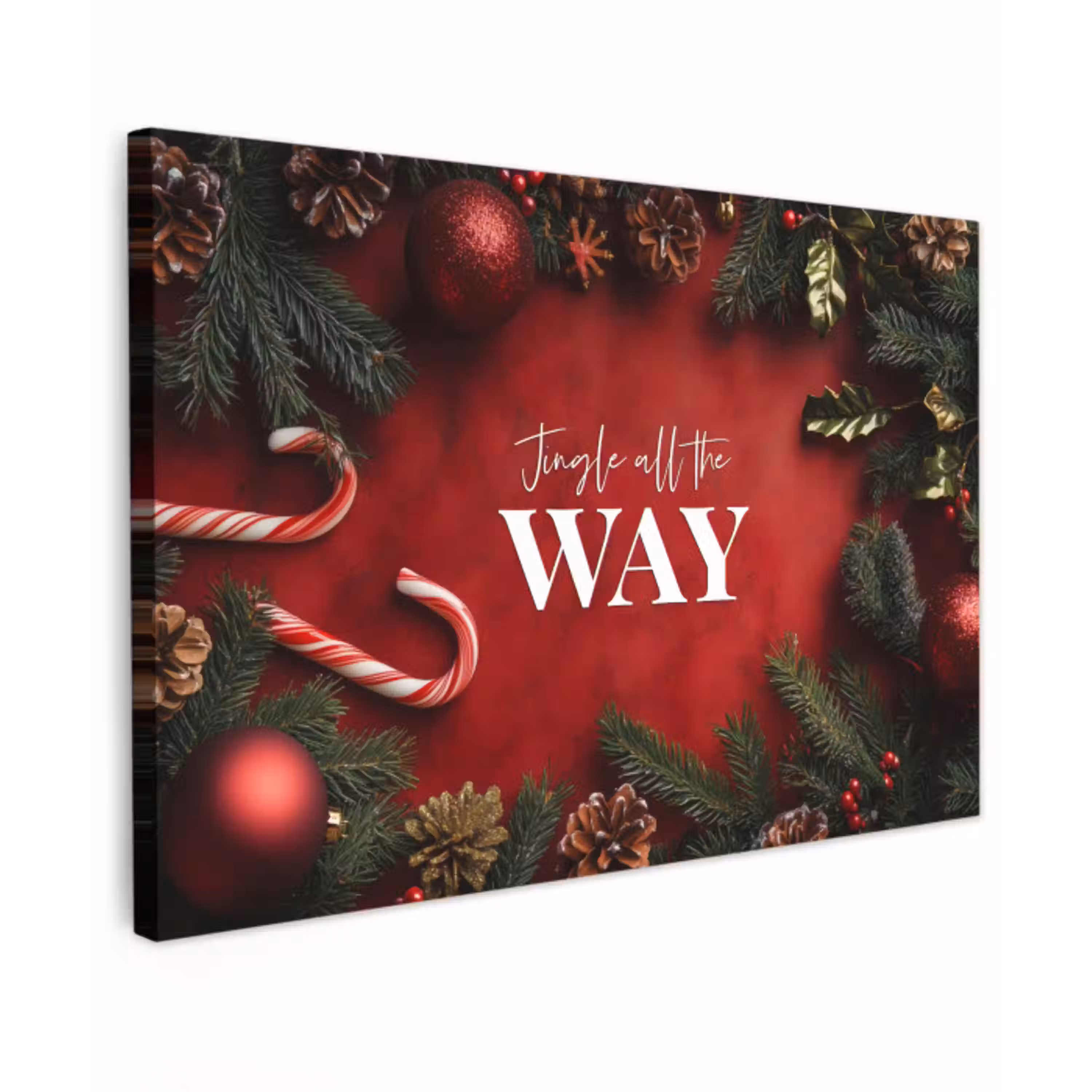 Kerst - Quote - Rood - Kerstballen canvas 2cm klein -z3d