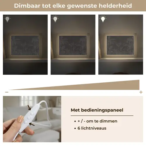 Beton - Patroon - Zwart Light Box met kabel (Tafellamp) klein -USP_dimbaarNL