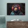 Graffiti - Chimpansee - Koptelefoon - Aap canvas 2cm klein -sfeer4