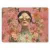 Vrouw - Bril - Roze - Bloemen muismat rubber klein -3d