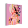 Vrouw - Bloemen - Paars - Abstract aluminium wit klein -3d