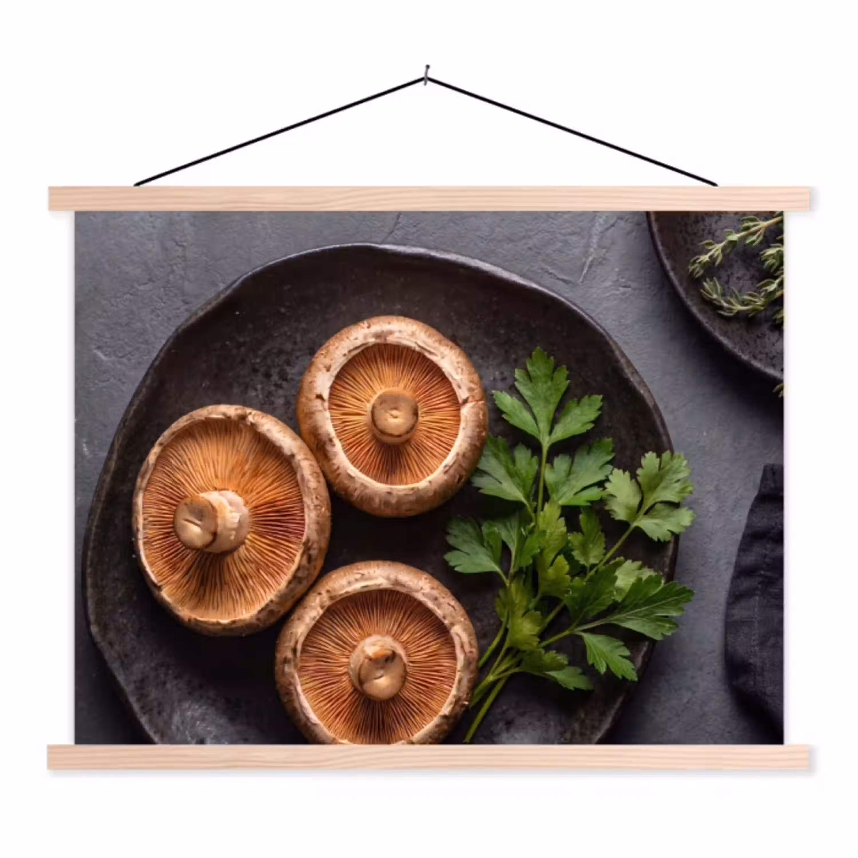 Paddestoelen - Kruiden - Eten textielposter latten blank klein -3d