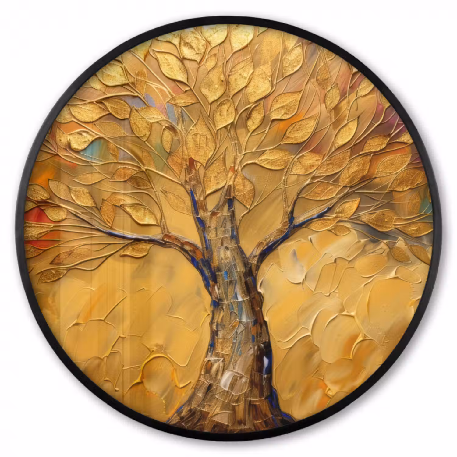 Poster im Rahmen Rund - Gold - Baum - Abstrakt - Modern