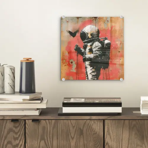 Graffiti - Astronaut - Street art - Ruimte - Banksy plexiglas 5mm klein -sfeer1