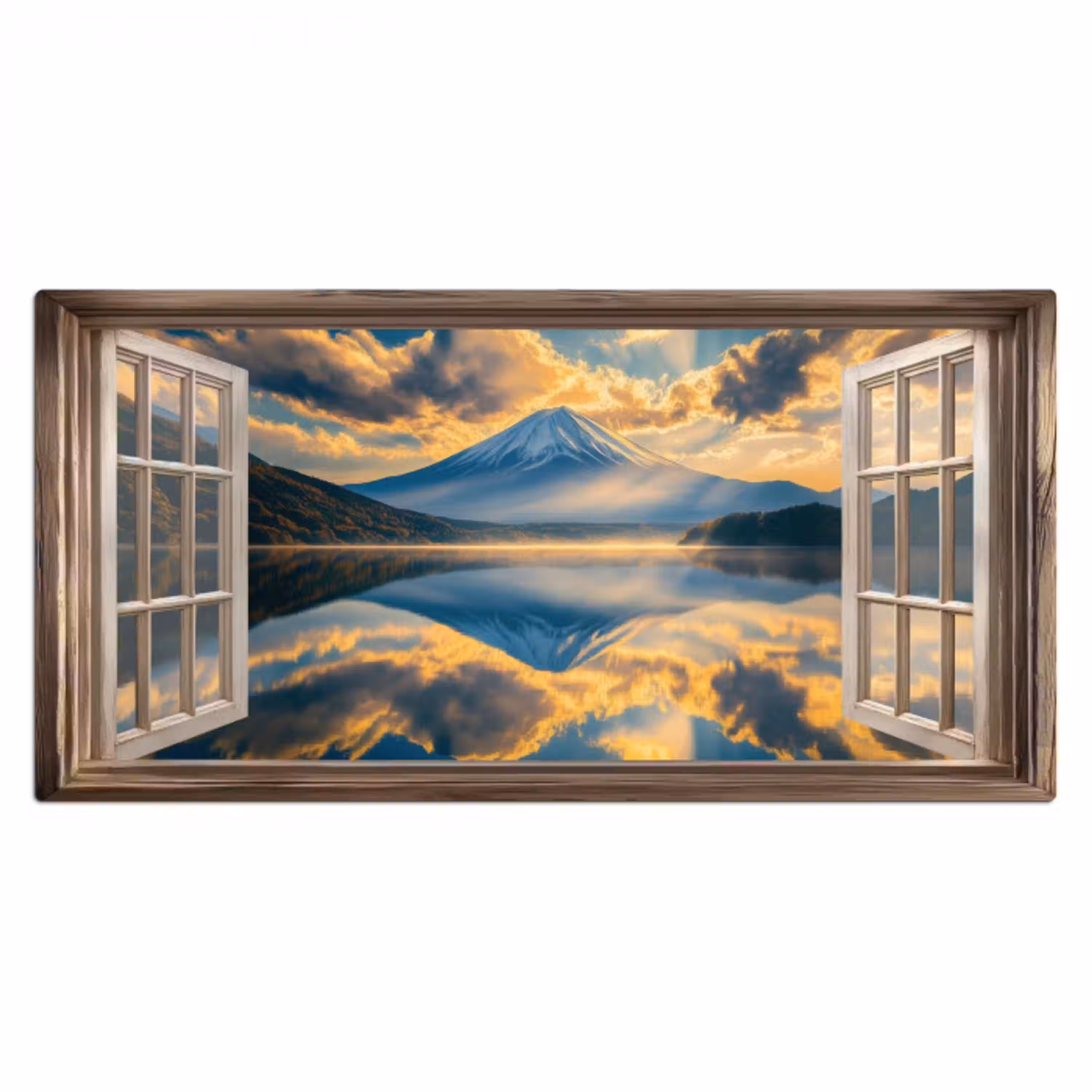 Doorkijk - Landschap - Bergen - Uitzicht - Raam Muismat XXL klein -3d_leeg