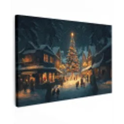 Kerstfeest - Dorp - Donker canvas 2cm klein -z3d