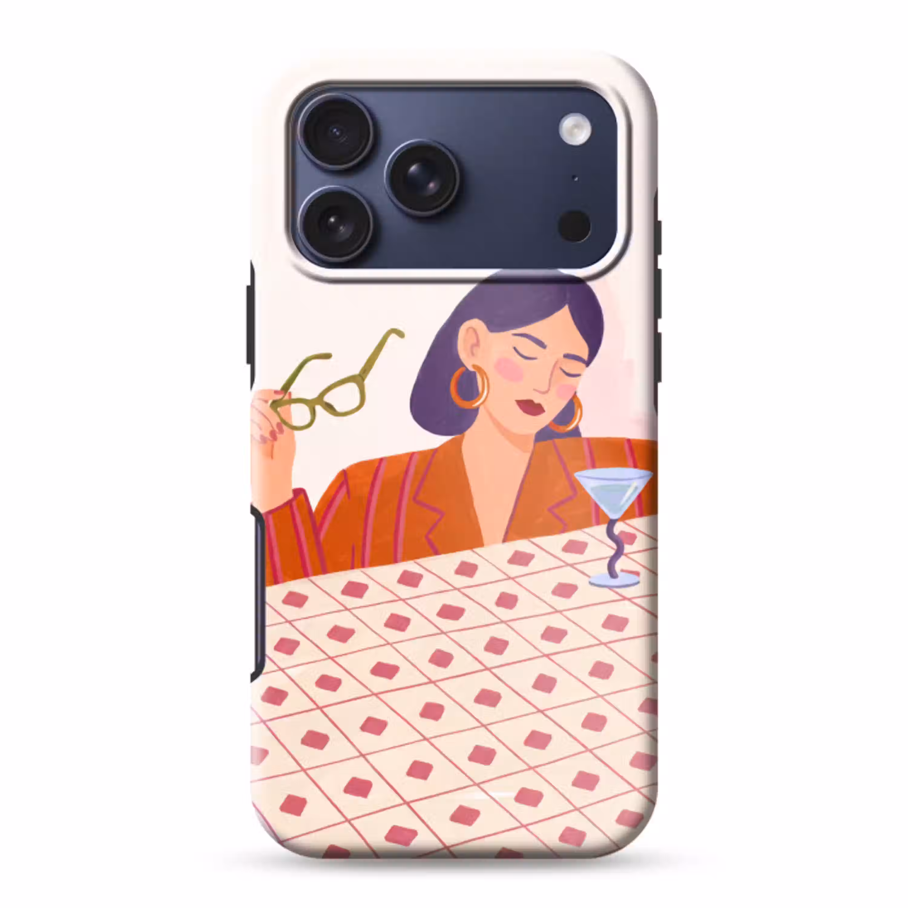 Vrouw - Bril - Cocktail - Illustratie - Modern Toughcase MagSafe Apple iPhone 17 Pro Max klein -3d