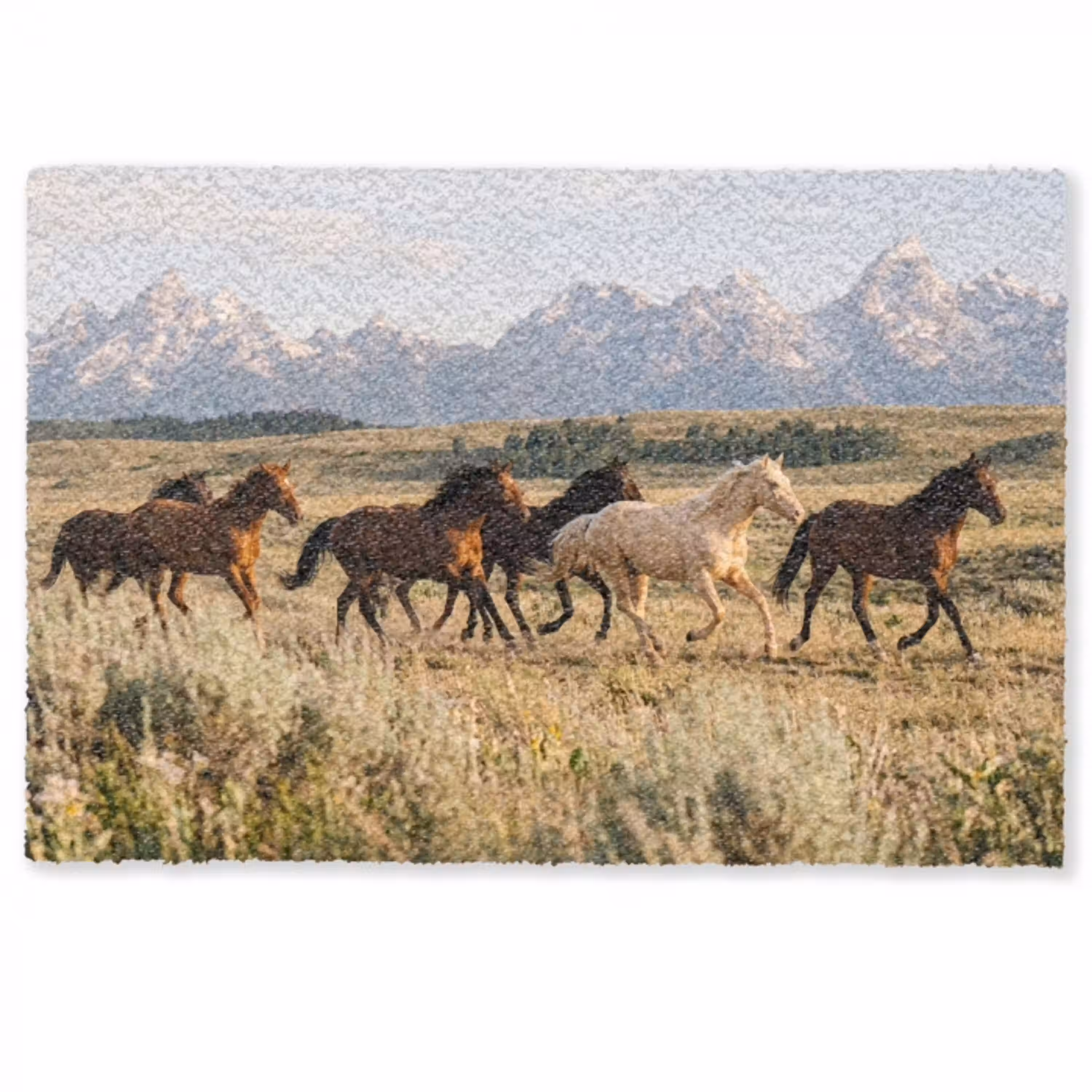 Paarden - Kudde - Bergen - Vrijheid - Wild Deurmat klein -zkaufland3d