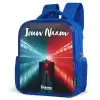 Raceauto - Verlichting - Neon - Rood Kinderrugzak - Blauw middel -schuin