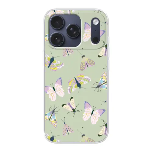 Vlinders - Insecten - Groen - Kleurrijk Telefoonhoesje iPhone 17 Pro klein -3d