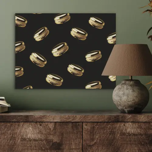 Macarons - Patroon - Goud - Zwart PET vilt klein -sfeer2