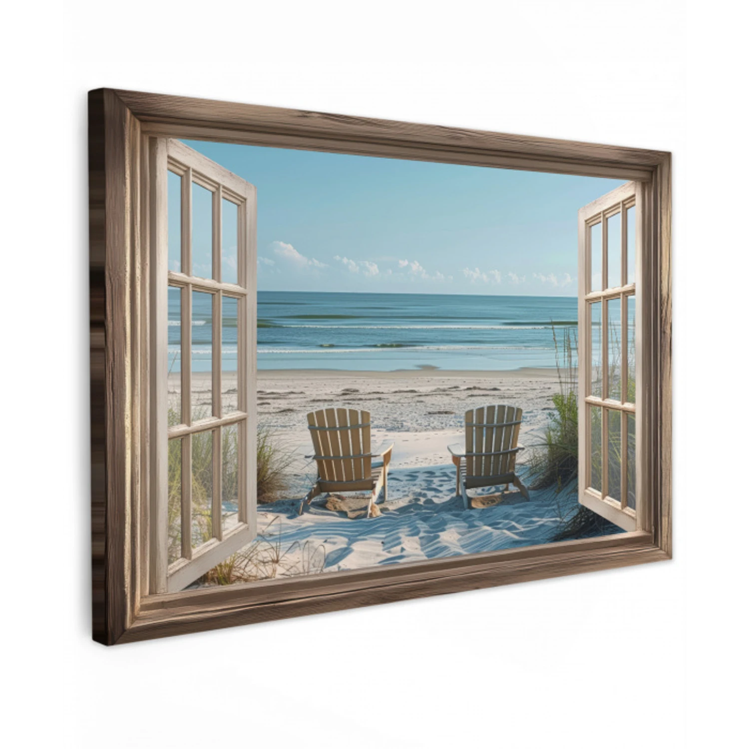 Doorkijk - Strandstoelen - Duinen - Zee - Natuur canvas 2cm klein -z3d