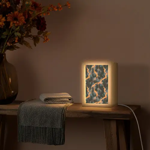 Oranje - Bliksem - Wolken Light Box met kabel (Tafellamp) klein 925 -sfeer4
