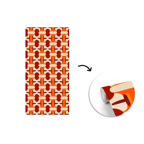 Geometrisch - Retro - Oranje fotobehang vinyl groot 64 -3d