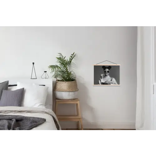 Vrouw - Pasta - Zonnebril textielposter latten blank klein -woonkamer